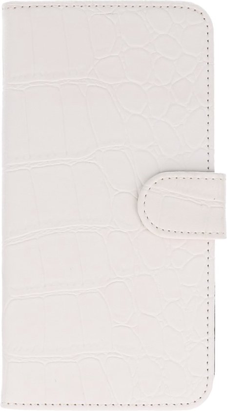 Croco Bookstyle Wallet Case Hoesjes Geschikt voor Sony Xperia C5 Wit