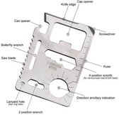 Creditcard survival gear - Multitool card - Zakmes tool - Outdoor kaart - Flesopener kit - RVS - 11 in 1!