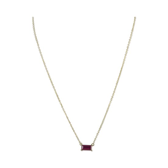 Silventi 9SIL-22286 Zilveren Ketting met Hangertje - Dames - Zirkonia - 8 x 4 mm - Paars - Ankerschakel - 40 + 5 cm - 1,1 mm Dikte - Zilver - Gold Plated (Verguld/Goud op Zilver)