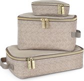 Itzy Ritzy Pack Like a Boss™ - Packing Cubes - Bagage Organizers - Taupe Visgraat