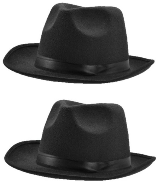 Zwarte Fedora verkleed hoed - 4x stuks - volwassenen - Halloween Freddy Krueger - Al Capone - Gangsters - Mafia