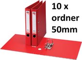 10 x Ordner Quantore - A4 - 50mm breed - PP kunststof - rood