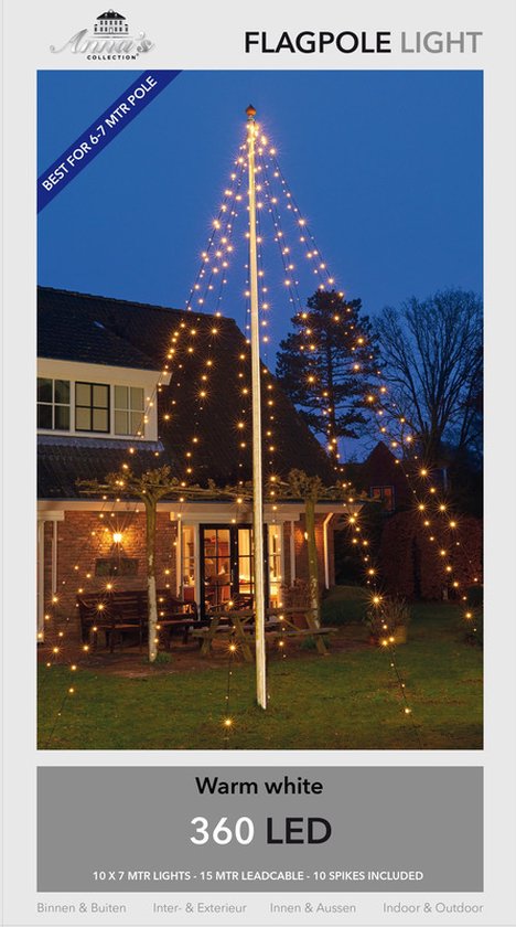 Anna's Collection Kerstverlichting - vlaggenmast - 360 LED - 10 strengen