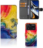 GSM Hoesje Xiaomi Poco X4 Pro 5G Wallet Book Case Watercolor Dark
