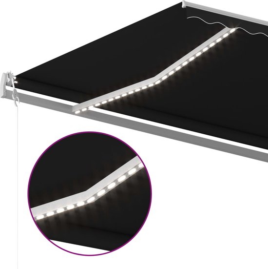 vidaXL Auvent vidaXL avec LED et capteur de vent 600x350 cm Anthracite