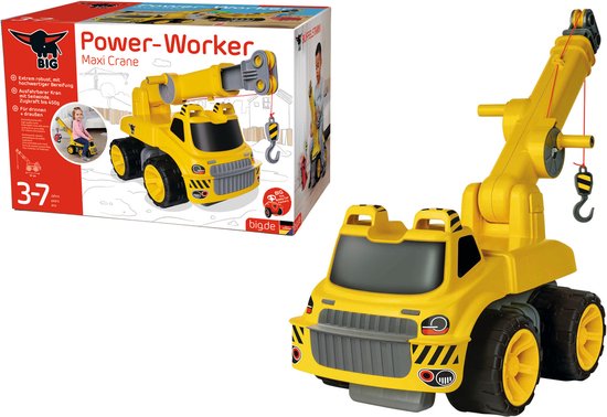 BIG - Power-Worker - Maxi Kraanwagen - Vanaf 3 jaar - Loopauto - Buitenspeelgoed