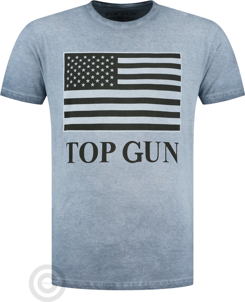 Top Gun T-shirt, ronde hals van katoen US Flag blauw (L)