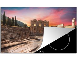 KitchenYeah® Inductie beschermer 81x52 cm - Zonsopkomst achter de bibliotheek van Celsus in Turkije - Kookplaataccessoires - Afdekplaat voor kookplaat - Inductiebeschermer - Inductiemat - Inductieplaat mat