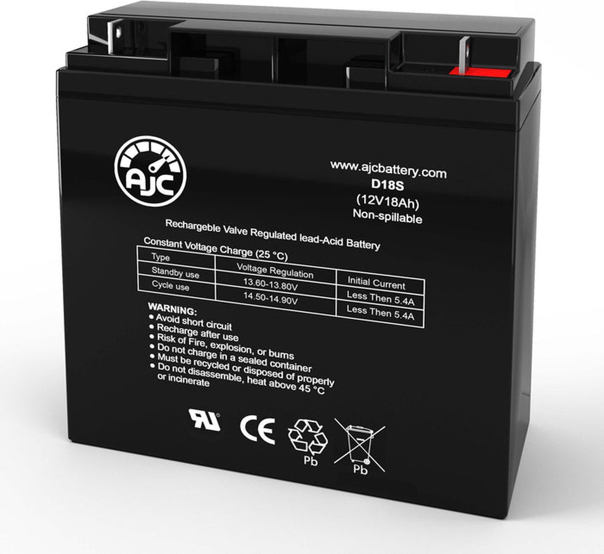 Fire-Lite ECC-125DAE 12V 18Ah Alarm Reserve batterij