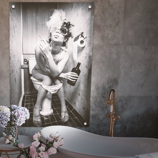 Tableau plexiglas - Affiche - Décoration murale - Smoking toilette femme - avec 4 entretoises inox