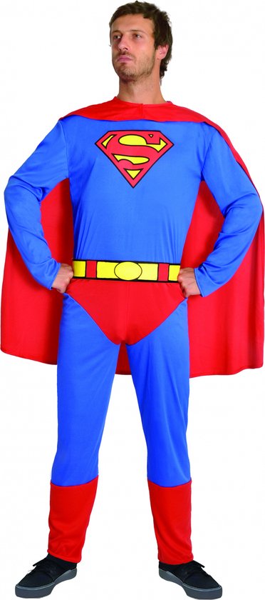 Dc Comics Verkleedpak Superman Heren Polyester Blauw/rood 3-delig Maat L