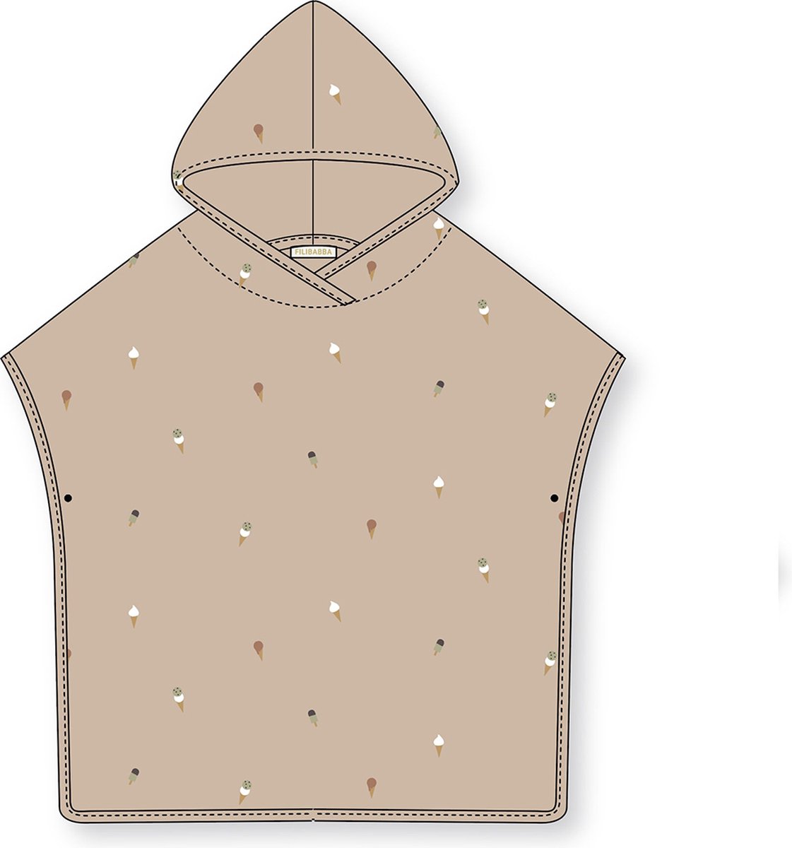Filibabba - Geborduurde strand poncho - Frappé