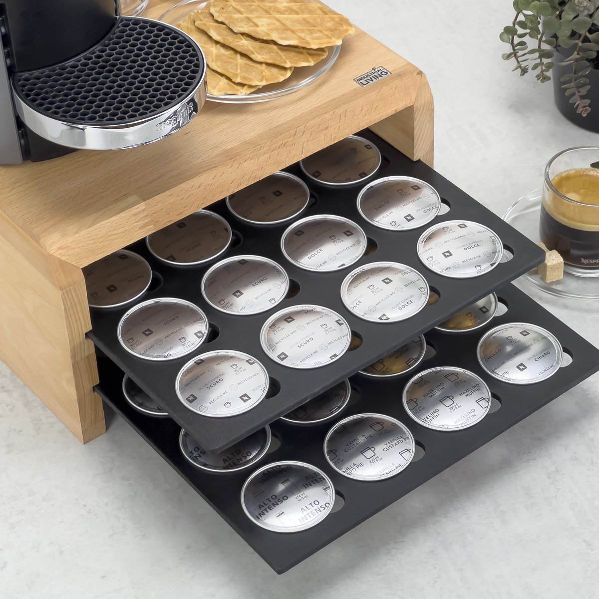 Porte-capsules Nespresso Vertuo - 11 Barres De Rangement Mural - Compatible 54 à 72 Capsules - Adhésif Inclus - Noir