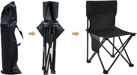 Campingstoel - Vouwstoel Visstoel - met gratis draagtas- zwart - Tot 150Kg - 41x41x72 zithoogte ca. 39cm van Merkloos — afbeelding 2