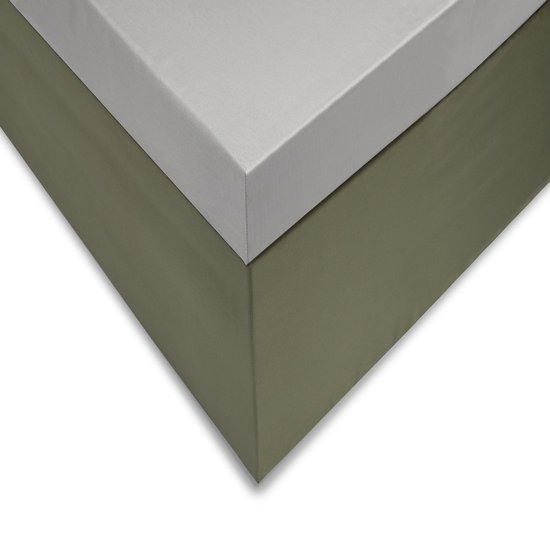 ZO! Home Satinado katoen/satijn topper hoeslaken zilver  - eenpersoons (90x210/220) - luxe uitstraling - rondom elastiek