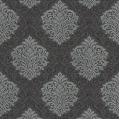Barok behang Profhome 324804-GU vliesbehang glad in barok stijl mat zilver zwart grijs 5,33 m2