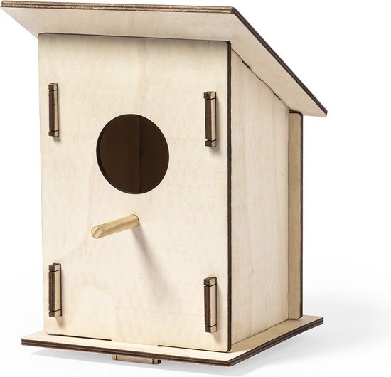 Vogelhuisje - Voederhuis - Vogelvoederhuisje - Tuindecoratie - Vogelhuisje bouwpakket - Hangend - Hout - beige - Happy Shopper