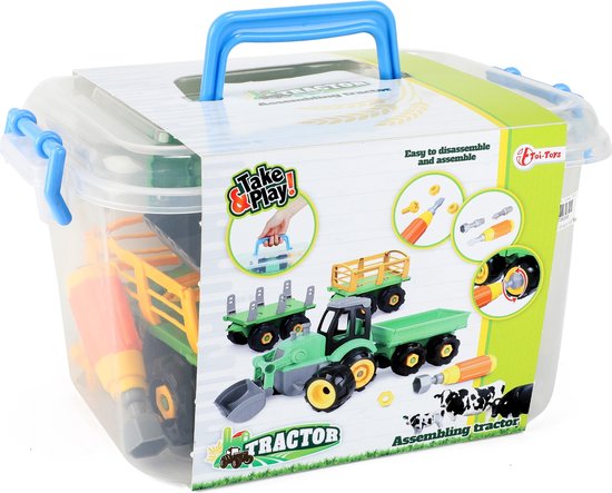 Toi-toys Tractor Met Aanhanger Diy Groen 45 Cm bol