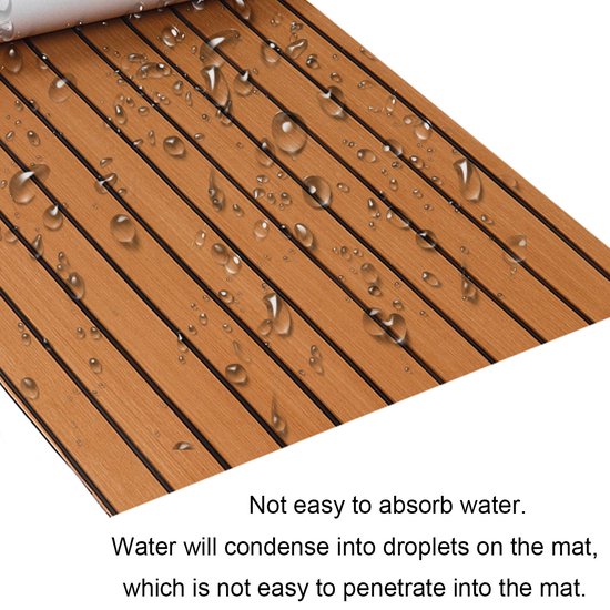 BBoot Decking Tapis de bateau auto-adhésif - Tapis de terrasse en mousse de teck EVA - Plancher de Bateaux en teck - Revêtements de sol de yacht en teck - Revêtements de sol de plancher en teck - Lavable - 240 x 60 x 0,6 cm - Marron clair