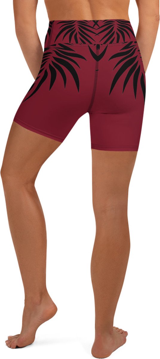 Sport Short - design Power Up - High Waist - Dry Fit - High Performance - 4way stretch - UPF 50+ - Hardloop - Yoga - Fitness - Dans - Pilates - Training - Korte Broek - dames- warmrood zwart - maat L — afbeelding 3