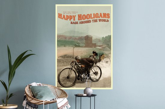 Muurstickers - Sticker Folie - Mancave - Motor - Vintage - Quote - 80x120 cm - Plakfolie - Muurstickers Kinderkamer - Zelfklevend Behang - Zelfklevend behangpapier - Stickerfolie
