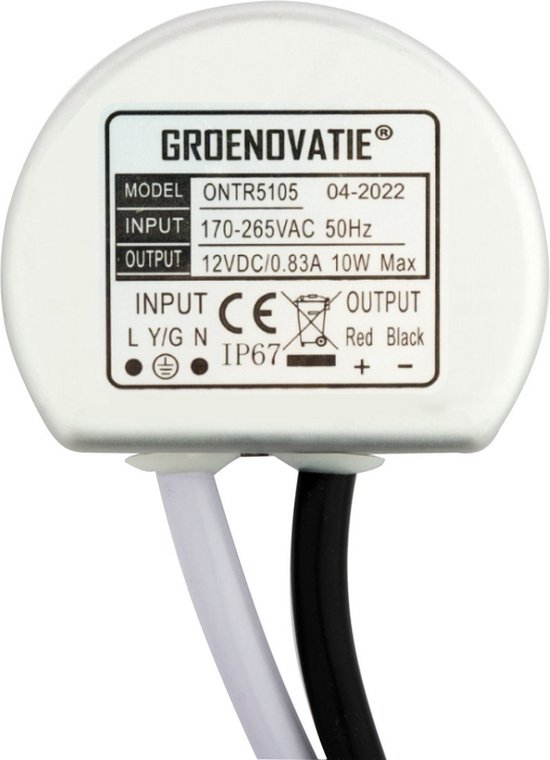 Transformateur LED de Greenovation 12V - Max. 10 Watt - Étanche IP67