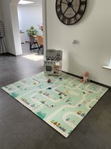 Speelmat Baby Kinderen - Speelkleed XL - Foam - Dubbelzijdig - Opvouwbaar - 180 x 200 cm - Giraffe en Treintjes