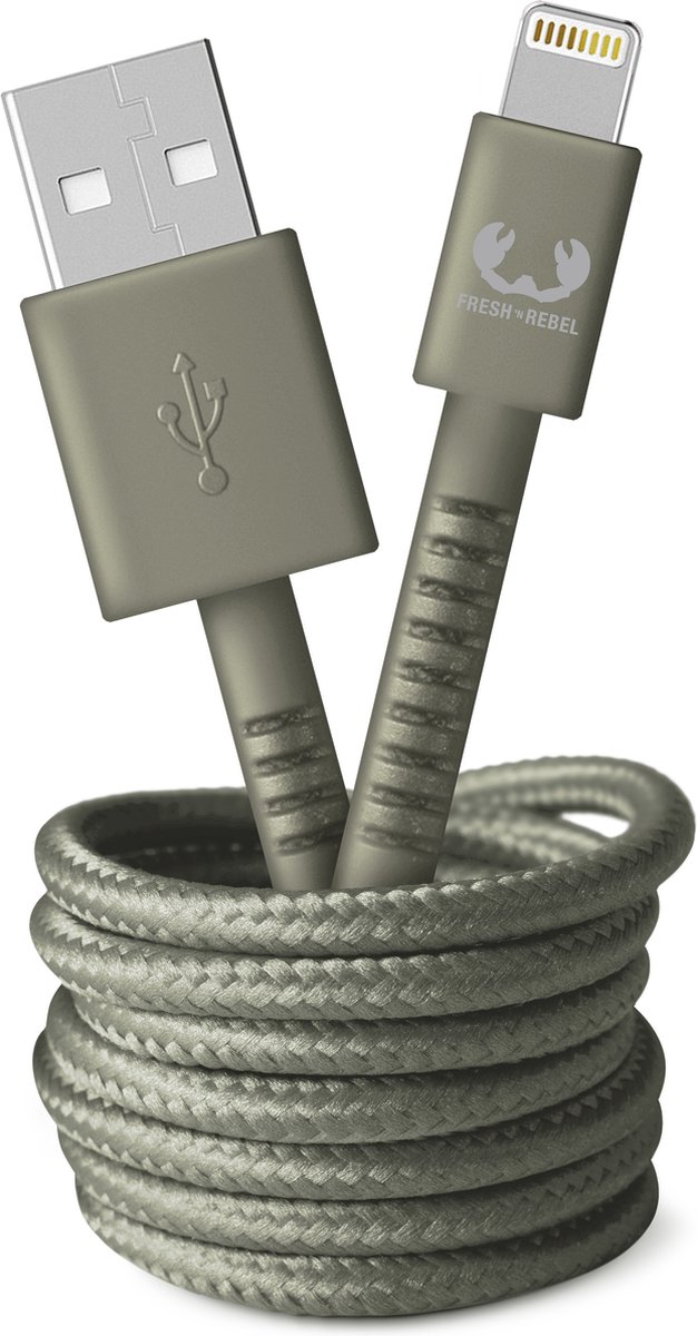 Fresh 'n Rebel - USB - Apple Lightning Fabriq cable  -  2.0m  -  Dried Green