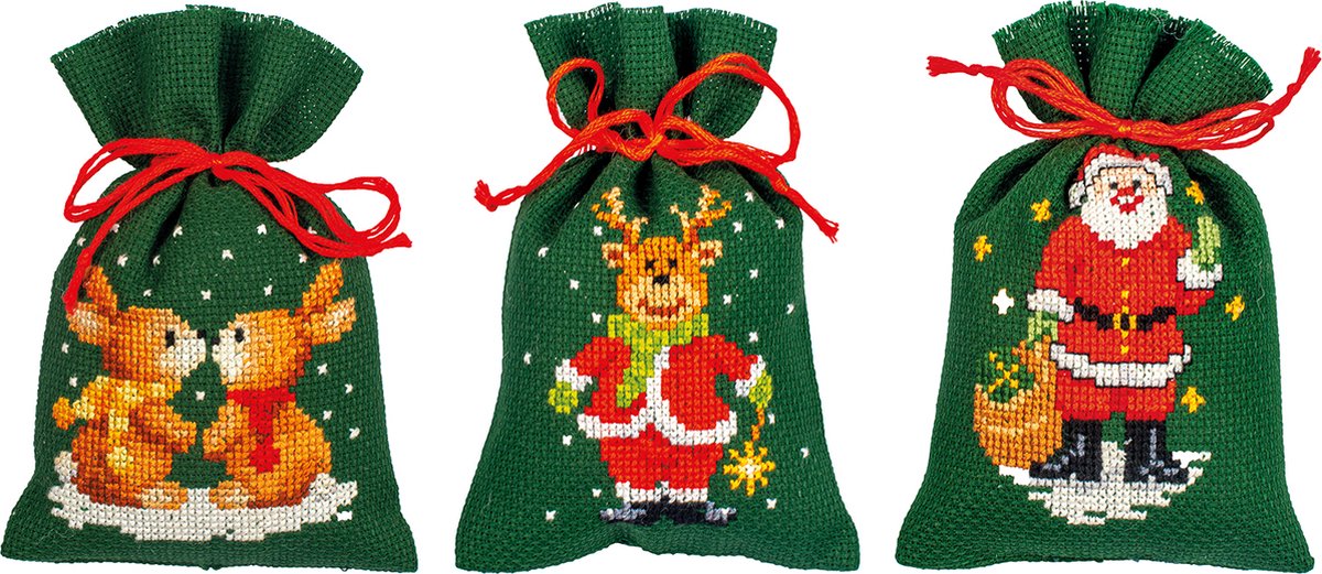 Vervaco - Kruidenzakje kit - Kerst set van 3 - PN-0152334 - Borduren - Borduurpakket - Borduurpakket volwassenen - Borduurpakket kind