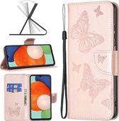 Mobigear Telefoonhoesje geschikt voor Samsung Galaxy A13 4G Hoesje | Mobigear Butterfly Bookcase Portemonnee | Pasjeshouder voor 2 Pasjes | Telefoonhoesje voor Pinpas / OV Kaart / Rijbewijs - Roségoud