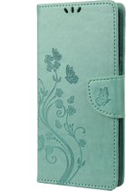 Mobigear Telefoonhoesje geschikt voor Samsung Galaxy M23 Hoesje | Mobigear Flowers Bookcase Portemonnee | Pasjeshouder voor 2 Pasjes | Telefoonhoesje voor Pinpas / OV Kaart / Rijbewijs - Groen