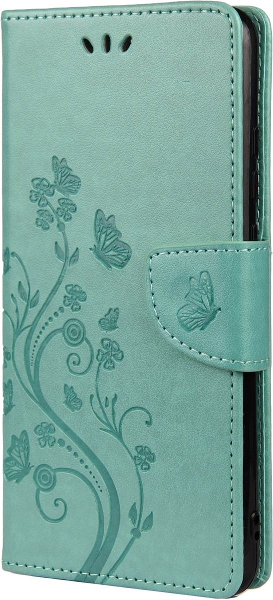 Mobigear Telefoonhoesje geschikt voor Samsung Galaxy A33 Hoesje | Mobigear Flowers Bookcase Portemonnee | Pasjeshouder voor 2 Pasjes | Telefoonhoesje voor Pinpas / OV Kaart / Rijbewijs - Turquoise