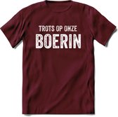 T-Shirt Knaller T-Shirt|Trots op de boerin / Boerenprotest / Steun de boer|Heren / Dames Kleding shirt|Kleur Burgundy|Maat XL