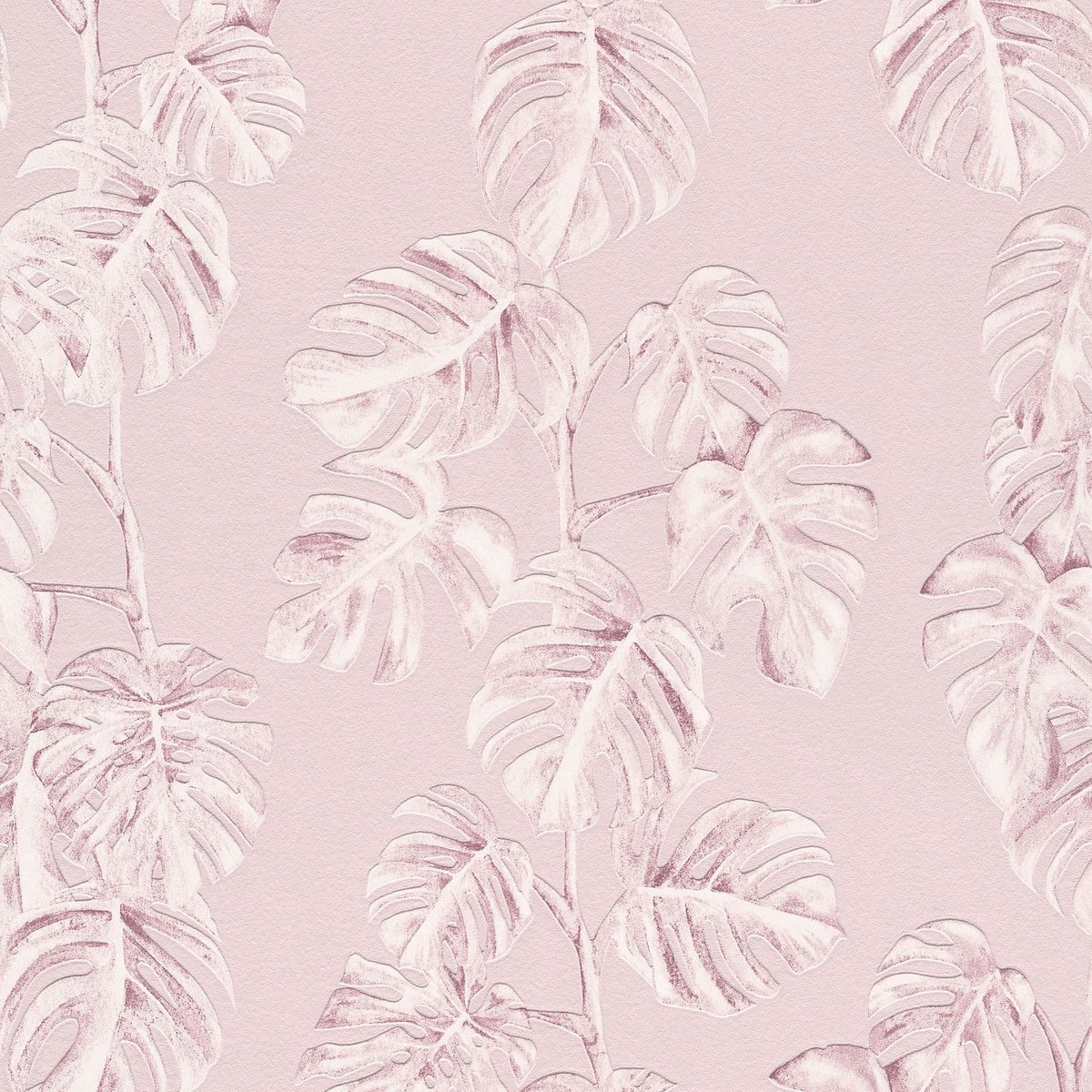 Natuur behang Profhome 372811-GU vliesbehang licht gestructureerd met palmen mat roze wit 5,33 m2