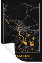 Muurstickers - Sticker Folie - Duitsland – Black and Gold – Hameln – Stadskaart – Kaart – Plattegrond - 60x90 cm - Plakfolie - Muurstickers Kinderkamer - Zelfklevend Behang - Zelfklevend behangpapier - Stickerfolie