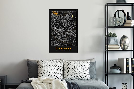 Stickers Stickers muraux - Allemagne - Black and Gold et Or - Dinslaken - Plan de la ville - Carte - Plan d'étage - 40x60 cm - Feuille adhésive