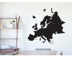 HOUTEN WANDDECORATIE / WOODEN WALL DECORATION - MUURDECORATIE / WALL ART - KAART VAN EUROPA / MAP OF EUROPE - 135 x 130cm - ZWART / BLACK - WANDFIGUUR / LANDEN ECHT HOUT - REAL WOOD