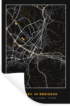 Stickers muraux - Allemagne - Fribourg-en-Brisgau - Or - Plan de la ville - Plan d'étage - Carte - 40x60 cm - Feuille adhésive