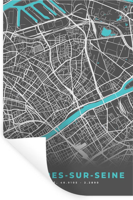 Stickers Stickers muraux - Carte - Asnières-sur-Seine - Plan de ville - Carte - France - 40x60 cm - Feuille adhésive