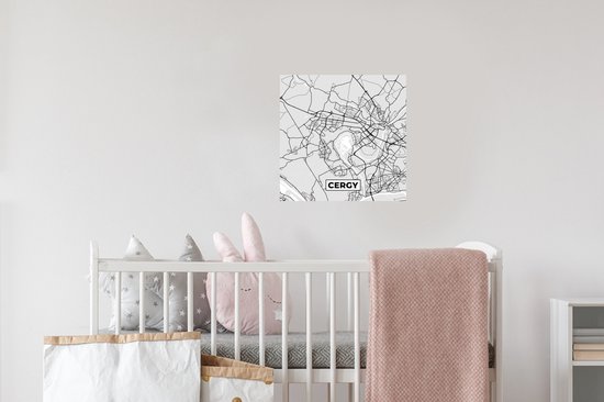 Muurstickers - Sticker Folie - Plattegrond - Kaart - Stadskaart - Frankrijk - Cergy - 30x30 cm - Plakfolie - Muurstickers Kinderkamer - Zelfklevend Behang - Zelfklevend behangpapier - Stickerfolie