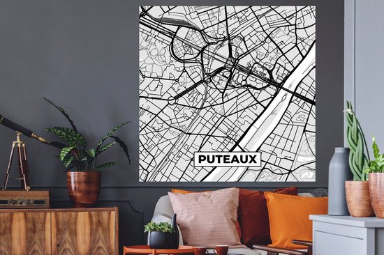 Stickers Stickers muraux - Puteaux - France - Carte - Carte - Plan de ville - 120x120 cm - Feuille adhésive XXL