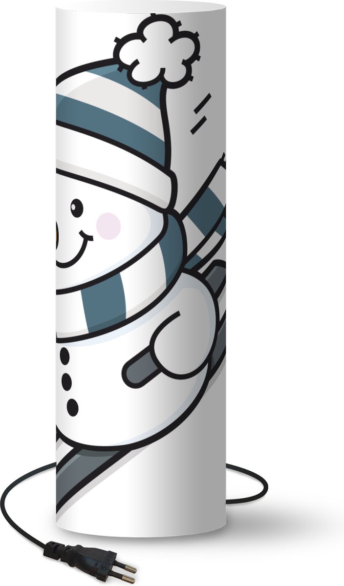 Lamp - Nachtlampje - Tafellamp slaapkamer - een skiënde sneeuwpop - 70 cm hoog - Ø22.3 cm - Inclusief LED lamp