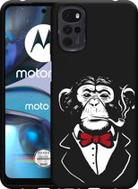 Motorola Moto G22 Hoesje Zwart Chimp Smoking - Designed by Cazy