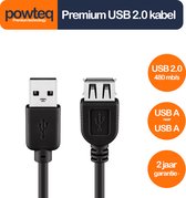 Powteq - 1.8 meter premium USB 2.0 verlengkabel - USB A male naar USB A female