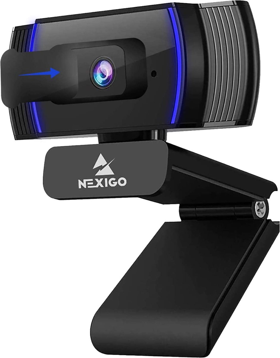 NexiGo N930AF - autofocus 1080P webcam met software, stereo microfoon en afdekking, USB-computer - compatibel met zoom/ skype/ teams