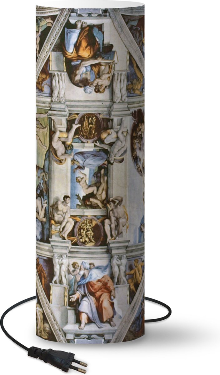 Lamp - Nachtlampje - Tafellamp slaapkamer - Plafond Sixtijnse kapel - Michelangelo - 70 cm hoog - Ø22.3 cm - Inclusief LED lamp