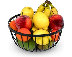 MDO Fruitschaal - Fruitmand - Fruit Organizer - Serveerschaal - Metaal - 25 cm - Zwart