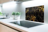 Spatscherm Keuken - Kookplaat Achterwand - Spatwand Fornuis - 70x50 cm - Goud - Marmer print - Glitter - Luxe - Aluminium - Wanddecoratie - Muurbeschermer - Hittebestendig