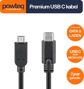 Powteq - 20 cm premium USB C naar micro USB kabel - USB 2.0
