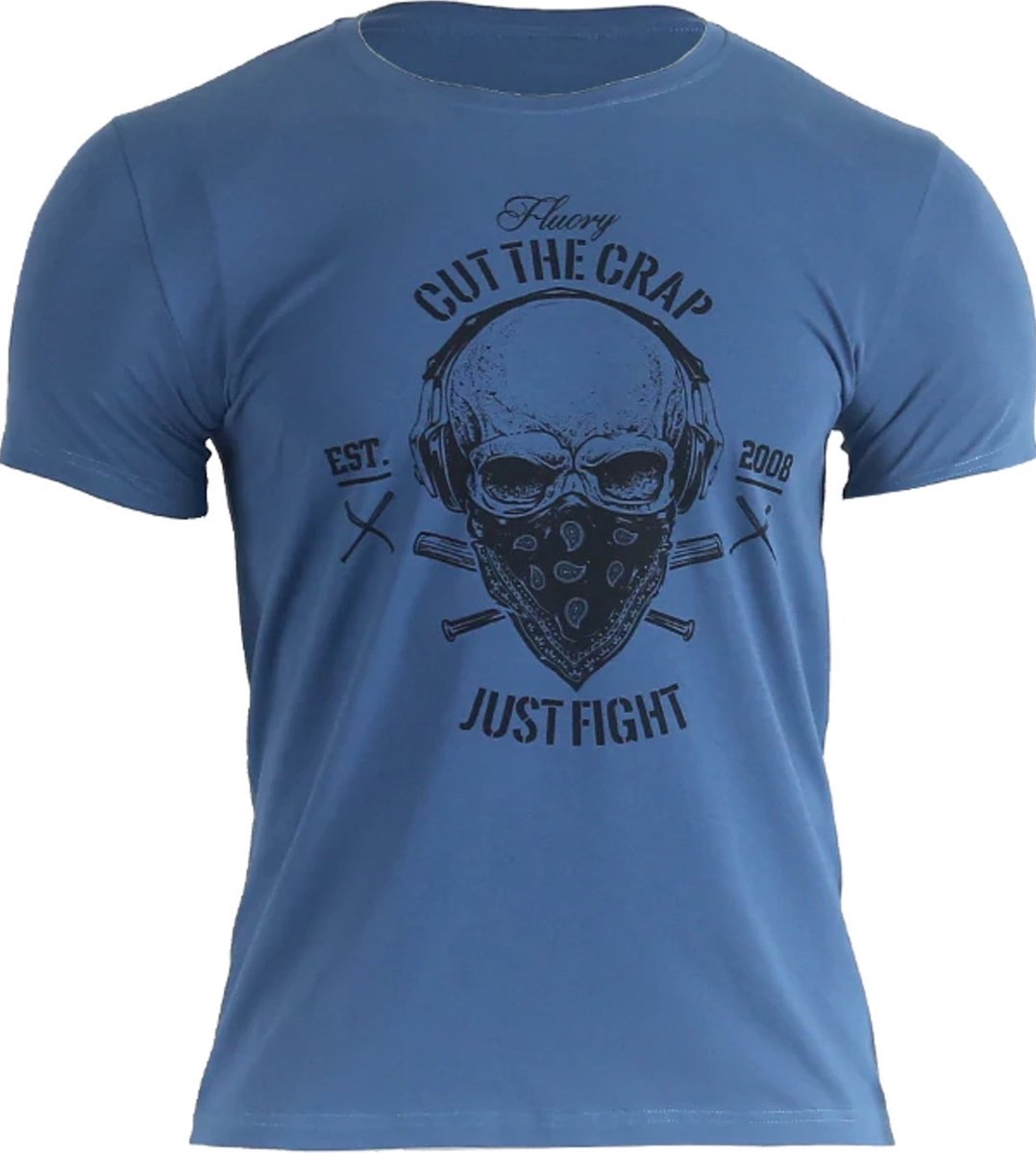 Fluory Cut the Crap Just Fight T-shirt Blauw - S